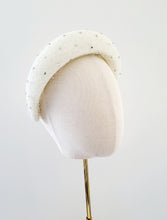 Load image into Gallery viewer, Ivory Crystal Veiled Fascinator, Wedding Headband, 6.5 cms Wide