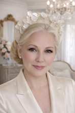 Load image into Gallery viewer, Ivory Flower Vine Halo Headband, Lightweight Wedding Fascinator, Bridal