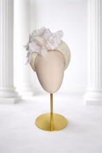 Load image into Gallery viewer, Ivory Flower Halo Crown Fascinator Headband — Lightweight Wedding and Races Headpiece