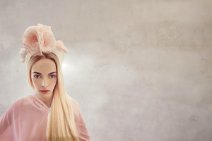 Ivory and Pink Flower Fascinator Headband, Races Headpiece,