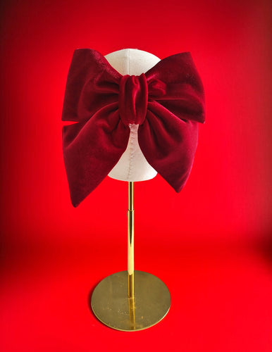 Large Red Velvet Bow, Back Bow Hair Clip, 17 cm wide, Oversized Style