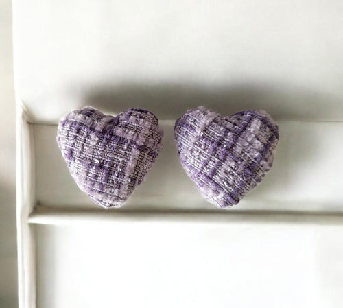 Lila Heart Clip-On Earrings – 3cm (Pierced option)