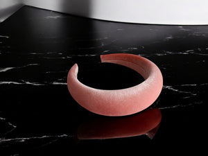 Melon Peach Pink Velvet Padded Headband, 4 cm wide halo shape,