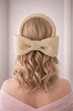 Load image into Gallery viewer, Natural Beige Fascinator Headband with Back Bow – Wedding &amp; Race Day Hat "Willow"