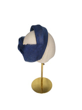 Load image into Gallery viewer, Navy Blue Bow Ridged Headband Fascinator, with Back Bow, 8 cm wide