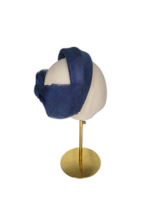 Navy Blue Bow Ridged Headband Fascinator, with Back Bow, 8 cm wide