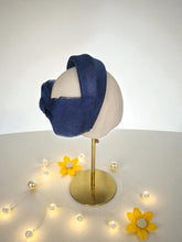 Load image into Gallery viewer, Navy Blue Bow Ridged Headband Fascinator, with Back Bow, 8 cm wide