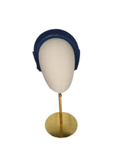 Load image into Gallery viewer, Navy Blue Bow Ridged Headband Fascinator, with Back Bow, 8 cm wide