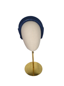 Navy Blue Bow Ridged Headband Fascinator, with Back Bow, 8 cm wide