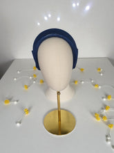 Load image into Gallery viewer, Navy Blue Bow Ridged Headband Fascinator, with Back Bow, 8 cm wide