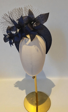 Load image into Gallery viewer, Navy Blue Fascinator Headband, Silk Lily Flower – 5.5cm Wide Races Hat