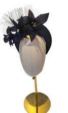 Load image into Gallery viewer, Navy Blue Fascinator Headband, Silk Lily Flower – 5.5cm Wide Races Hat