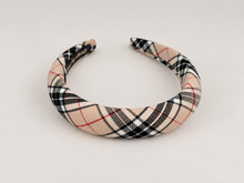 Load image into Gallery viewer, Beige Tartan Padded Headband