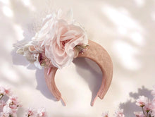 Load image into Gallery viewer, Pale Pink Fascinator Headband, with Flowers and Veiling