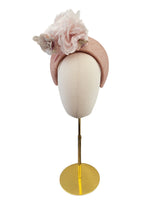 Load image into Gallery viewer, Pale Pink Fascinator Headband, with Flowers and Veiling
