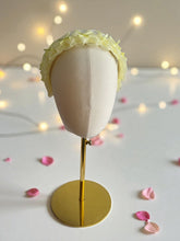 Load image into Gallery viewer, Pale Yellow Plaited Bow Headband – 4cm Wide Ribbon Woven Fascinator, Bold Statement Hairband