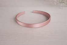 Load image into Gallery viewer, Pink Satin Alice Band Headband, Dusky Rose Blush, Width Options