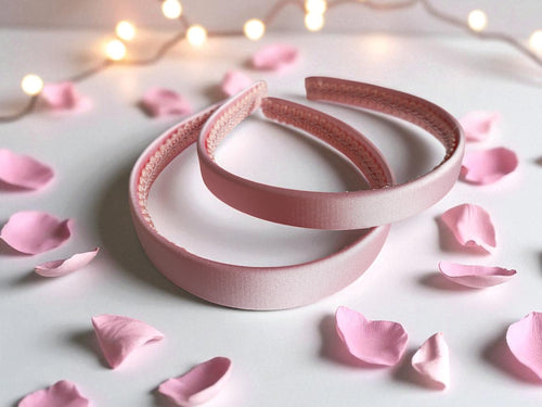 Pink Satin Alice Headband – Duchess Satin, Various Width Options