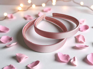 Pink Satin Alice Headband – Duchess Satin, Various Width Options
