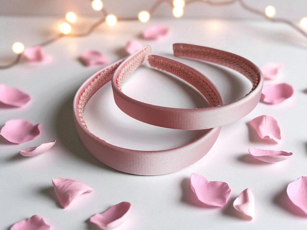 Pink Satin Alice Headband – Duchess Satin, Various Width Options