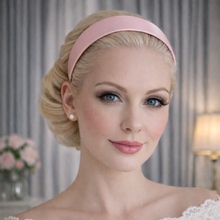 Load image into Gallery viewer, Pink Silk Satin Alice Band Hairband, Width Options, Occasion Wedding Headband