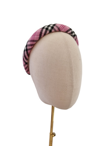 Pink Tartan Plaid Check padded headband
