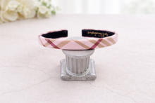 Load image into Gallery viewer, Pink Tartan Check Headband Alice Band (width options)
