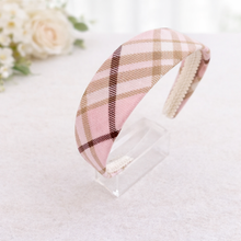 Load image into Gallery viewer, Pink Tartan Check Headband Alice Band (width options)