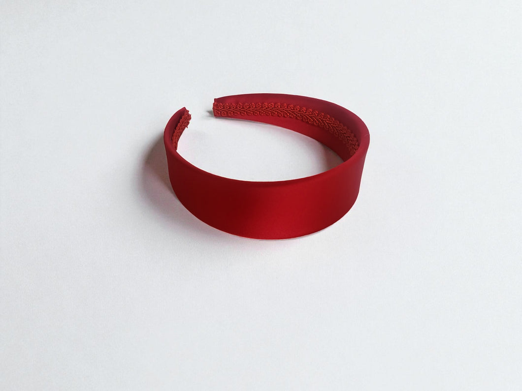 Red Satin Alice Headband – Duchess Satin, Various Width Options