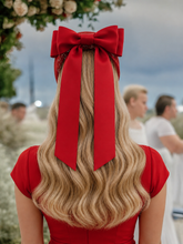 Load image into Gallery viewer, Red Satin Back Bow Headband Fascinator "Milly"