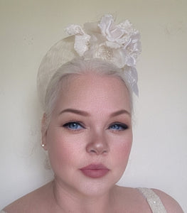 Ivory Flower Fascinator Headband, Halo Crown, Lightweight, Races Headpiece, 6 cms Wide, Kentucky Derby