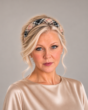Load image into Gallery viewer, Beige Tartan Padded Headband