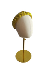 Load image into Gallery viewer, Golden Ribbon Plaited Headband, Woven Fascinator, Christmas Headpiece, 5 cm wide