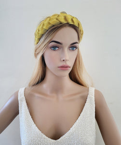 Golden Ribbon Plaited Headband, Woven Fascinator, Christmas Headpiece, 5 cm wide