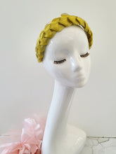Load image into Gallery viewer, Golden Ribbon Plaited Headband, Woven Fascinator, Christmas Headpiece, 5 cm wide