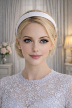 Load image into Gallery viewer, White Silk Satin Headband 2.5cm – Bridal Alice Band for Weddings &amp; Special Occasions