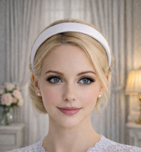 Load image into Gallery viewer, White Silk Satin Headband 2.5cm – Bridal Alice Band for Weddings &amp; Special Occasions