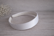 Load image into Gallery viewer, White Silk Satin Headband 2.5cm – Bridal Alice Band for Weddings &amp; Special Occasions