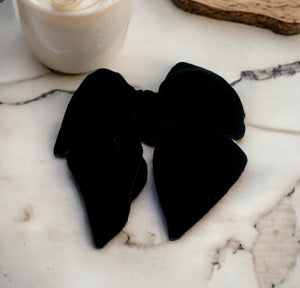 Silk Velvet Bow Hair Clip, 12 cms Wide,