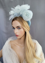 Load image into Gallery viewer, Chiffon Flower Headpiece Fascinator with pearlised beads