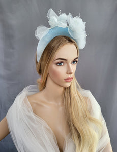 Chiffon Flower Headpiece Fascinator with pearlised beads