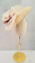 Load image into Gallery viewer, Blush Flower Fascinator, Percher Hat, Beige Saucer,
