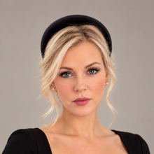 Load image into Gallery viewer, Black Velvet Padded Headband | Handmade Alice Band UK