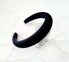 Load image into Gallery viewer, Black Velvet Padded Headband | Handmade Alice Band UK