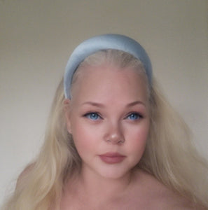 Powder Blue Silk Padded Headband, 4 cms wide
