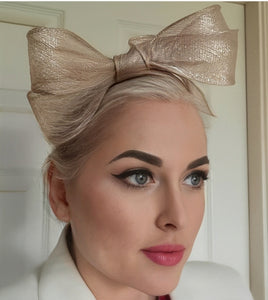 Pink and Silver Bow Headband Fascinator – Statement Occasion Hat