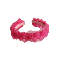 Load image into Gallery viewer, Bright Hot Pink Plaited Headband – 4cm Wide Ribbon Woven Fascinator, Bold Statement Hairband