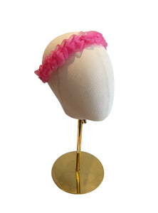 Bright Hot Pink Plaited Headband – 4cm Wide Ribbon Woven Fascinator, Bold Statement Hairband