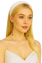Load image into Gallery viewer, Bronze Pearlised Bead Long Drop Earrings – Elegant Vintage-Style Dangle Jewellery - 16 mm Long