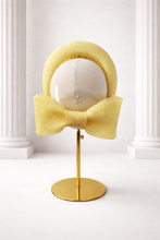 Load image into Gallery viewer, Light Yellow Sinamay Halo Headband Fascinator – Back Bow Wedding Race Hat "Katie"